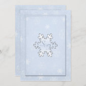 Cool Bleu Monogrammé Mariage d'hiver Invitation (Devant / Derrière)
