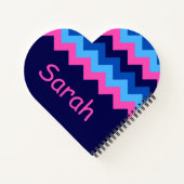 Cool Bleu rose Chevron Monogram Carnet coeur (Dos)