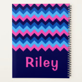 Cool Bleu rose Chevron Monogram Planner (Dos)