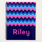 Cool Bleu rose Chevron Monogram Planner (Devant)