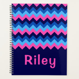 Cool Bleu rose Chevron Monogram Planner