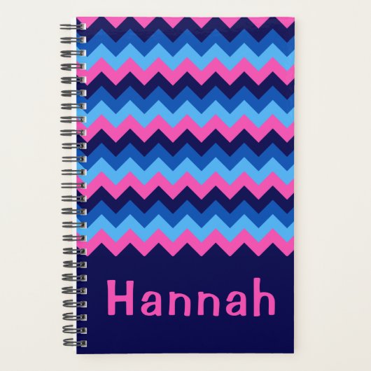 Cool bleu rose Chevron Monogramme petit planificat (Devant)