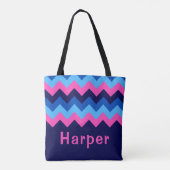 Cool bleu rose Chevron Sac fourre-tout Monogramme (Dos)