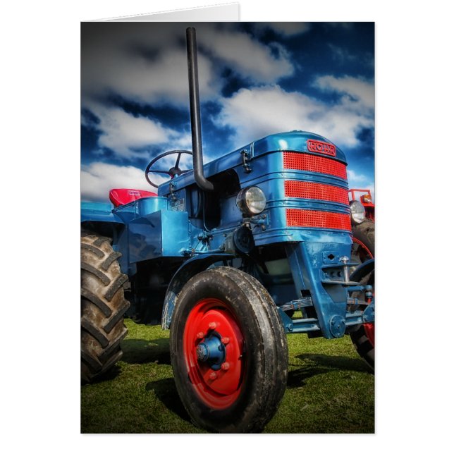Cool Bleu Rouge Tracteur d'antiquités cadeaux pour (Devant)