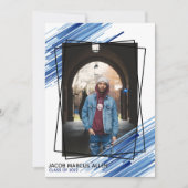 Cool Blue Abstract Photo Afstuderen Invitation Kaart (Voorkant)