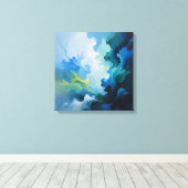 Cool Blue Abstracte olieverfschilderij Canvas Prin (Insitu (Houten vloer))
