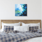 Cool Blue Abstracte olieverfschilderij Canvas Prin (Insitu (Slaapkamer))