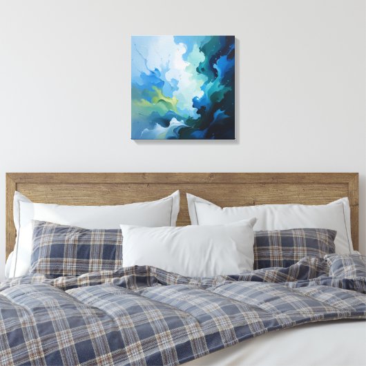 Cool Blue Abstracte olieverfschilderij Canvas Prin (Insitu (Slaapkamer))