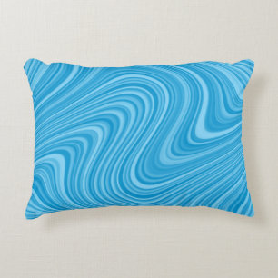 Cool Blue/Aqua/Turquoise Curvy Lined Abstract Accent Kussen