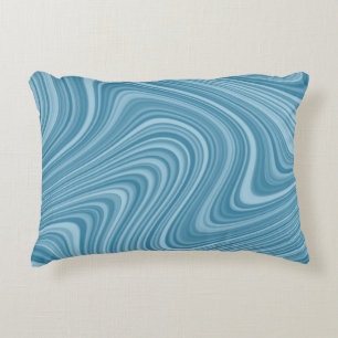 Cool Blue/Aqua/Turquoise Curvy Lined Abstract Accent Kussen