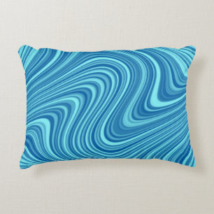 Cool Blue/Aqua/Turquoise Curvy Lined Abstract Decoratief Kussen