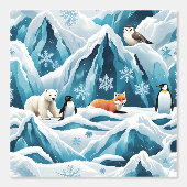 Cool Blue Arctic Scene zelfklevende muurbekleding Behang (Voorkant)
