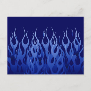 Cool Blue Automotive Racing Flames Briefkaart