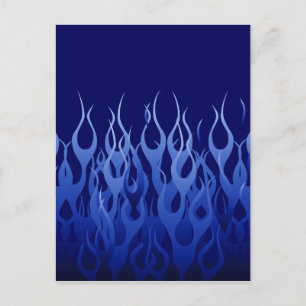 Cool Blue Automotive Racing Flames Briefkaart