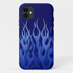 Cool Blue Automotive Racing Flames iPhone 11 Hoesje