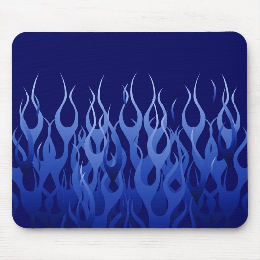 Cool Blue Automotive Racing Flames Muismat (Voorkant)