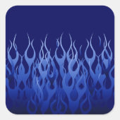 Cool Blue Automotive Racing Flames Vierkante Sticker (Voorkant)