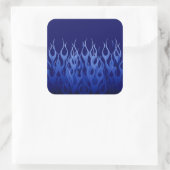 Cool Blue Automotive Racing Flames Vierkante Sticker (Tas)