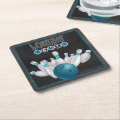 Cool Blue Bowling Party-Onderzetters Vierkante Kartonnen Onderzetter (Schuin)