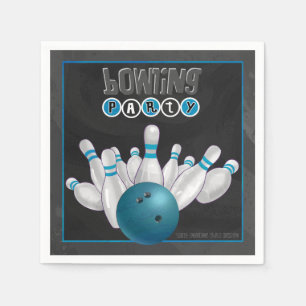 Cool Blue Bowling Party Paper Napkins Servetten