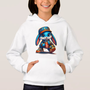Cool Blue Bunny Kids Hoodie