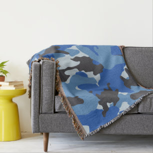 Cool Blue Camo Militaire geweven Gooi Dekens Deken