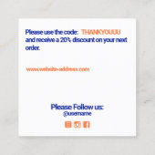 Cool Blue Dank u Customer Appreciation Insert Vierkante Visitekaartje (Achterkant)