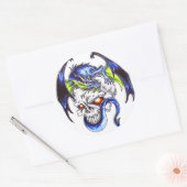 Cool Blue dragon en schedel tattoo stijl sticker (Envelop)