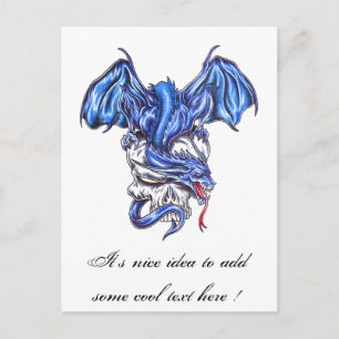 Cool Blue Dragon op het briefkaart van het tattoo 