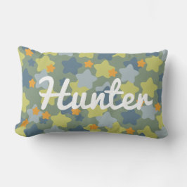 Cool Blue en Green Star Camo Boys Room Kussen