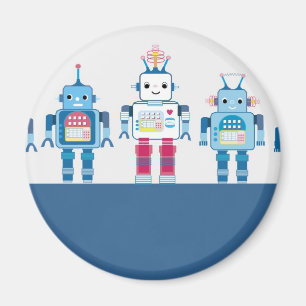 Cool Blue en Red Robots Novelty Gifts Magneet