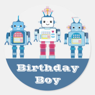 Cool Blue en Red Robots Novelty Gifts Ronde Sticker