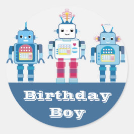 Cool Blue en Red Robots Novelty Gifts Ronde Sticker
