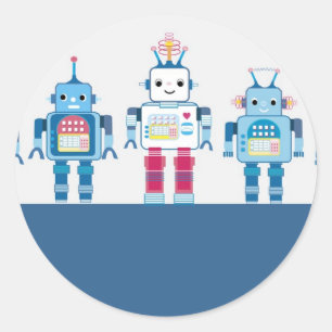 Cool Blue en Red Robots Novelty Gifts Ronde Sticker