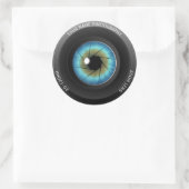 Cool Blue Eye Camera Lens Aangepaste Naam Fotograa Ronde Sticker (Tas)