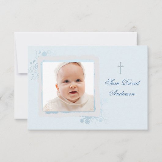 Cool Blue Flat Foto Dank je Bedankkaart (Voorkant)