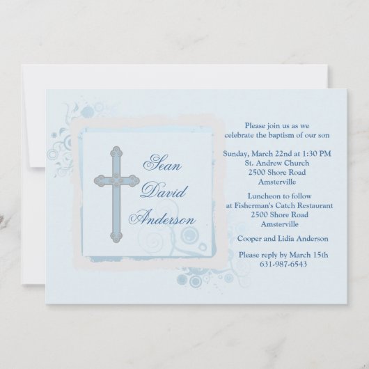 Cool Blue Flat Invitation religieuse (Devant)