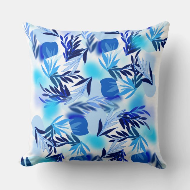 Cool Blue Floral Pattern Sierkussen (Voorkant)