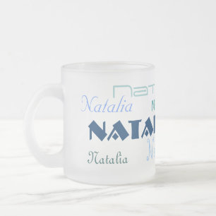 Cool Blue Fonts Jouw naam op maat Matglas Koffiemok