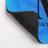Cool Blue Fractal Black Monogram Muismat (Hoek)