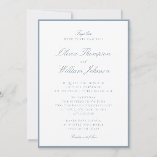 Cool Blue Framed Wedding Invitation (Devant)