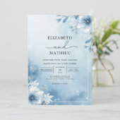 Cool Blue Frost Bloom Wedding Kaart (Staand voorkant)