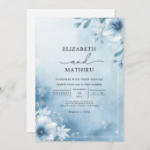 Cool Blue Frost Bloom Wedding Kaart (Voorkant / Achterkant)