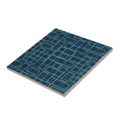 Cool Blue Geometric Grid Pattern Ceramic Tile Tegeltje (Zijkant)