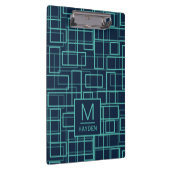 Cool Blue Geometric Grid Pattern Personalised Klembord (Rechts)