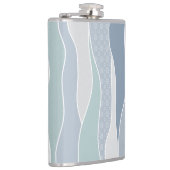 Cool Blue Green Curved Stripes Abstract Waves Naam Heupfles (Rechts)