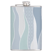 Cool Blue Green Curved Stripes Abstract Waves Naam Heupfles (Voorkant)