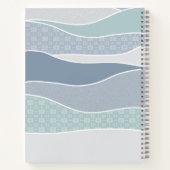 Cool Blue Green Curved Stripes Abstract Waves Naam Notitieboek (Achterkant)