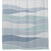 Cool Blue Green Curved Stripes Abstracte golven Douchegordijn (Voorkant)