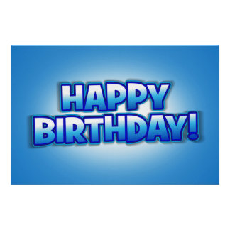"Cool Blue" Happy Birthday Party Decor Perfect Poster